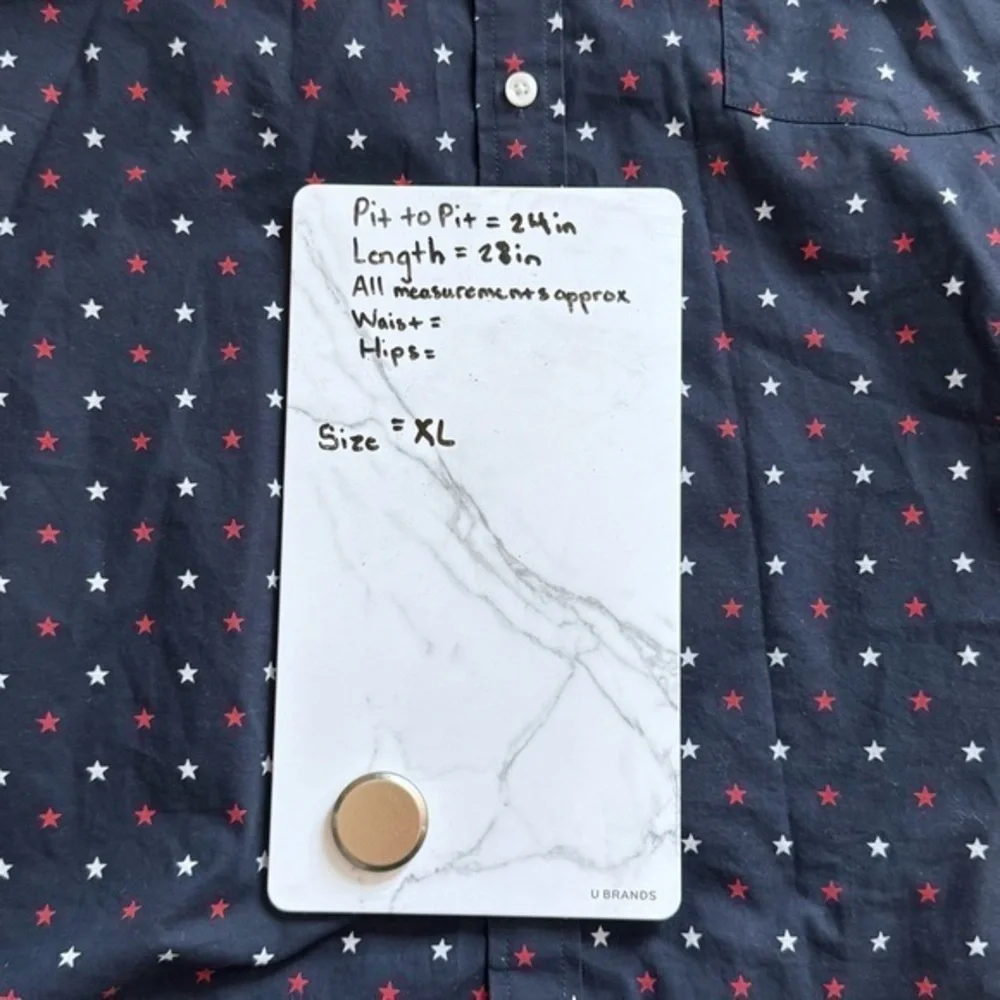Star Print Short Sleeve Button-Down Shirt Goodfellow & Co Heathered Navy Blue